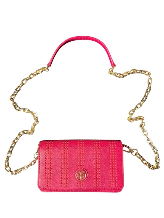 Tory Burch Handbags - Tory Burch Fuchsia Pink Perforated Saffiano Crossbody Bag Gold Chain Hot Pink